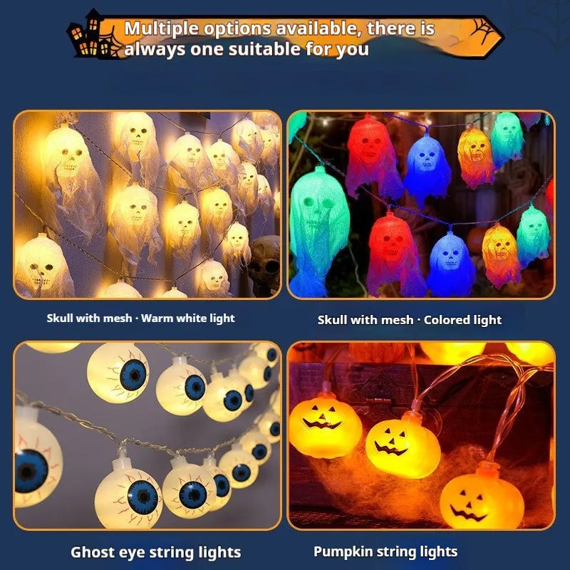 Halloween coloured decorative lights with battery box for indoor wall decoration