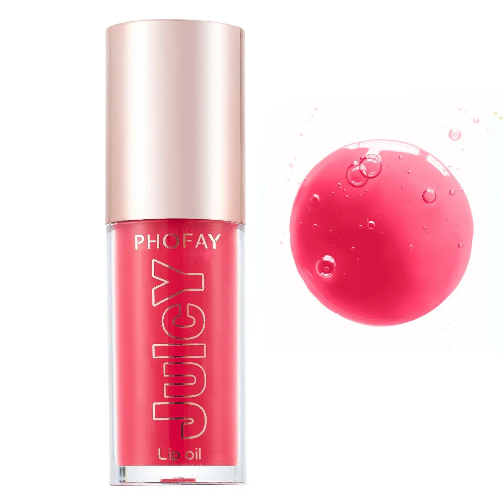 PHOFAY Juicy Lip Oil bottle with doe-foot applicator in non-sticky formula