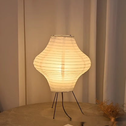 Japanese style decorative table lamp with paper shade and three-colour light source