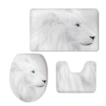 Custom 3D style bathroom set with flannel mats and toilet seat cover