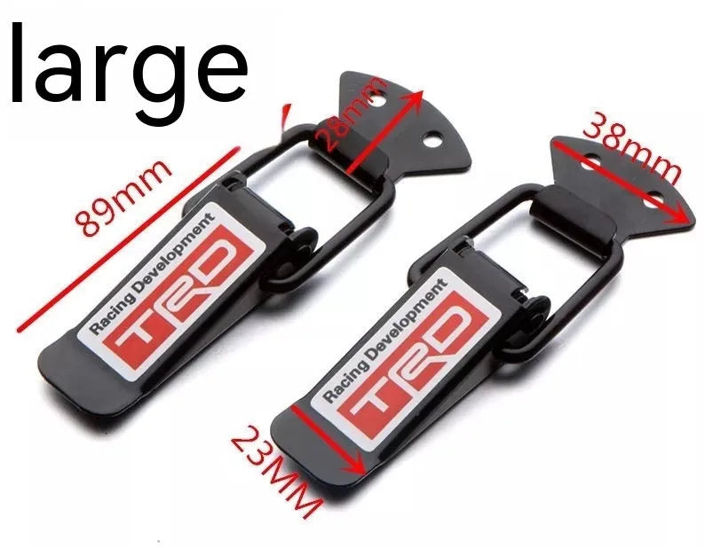 Black car bumper drag hook lock catch, approximately 117mm large trunk buckle assembly, single unit.