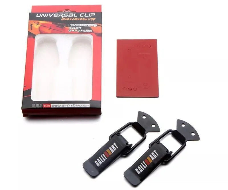 Black car bumper drag hook lock catch, approximately 117mm large trunk buckle assembly, single unit.