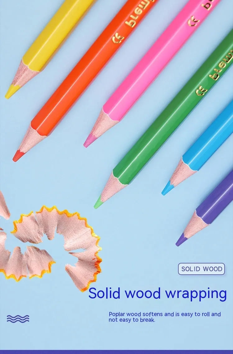 Wooden double-ended colouring pencils set in 12 or 6 piece configurations for student art