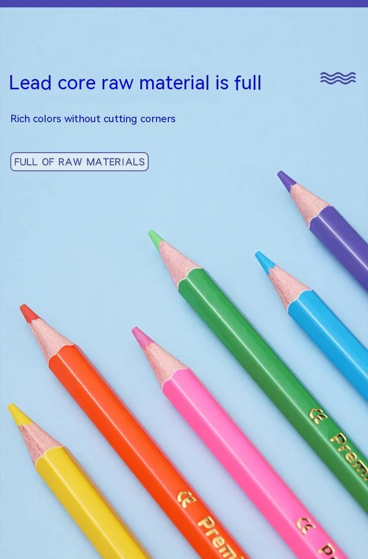 Wooden double-ended colouring pencils set in 12 or 6 piece configurations for student art