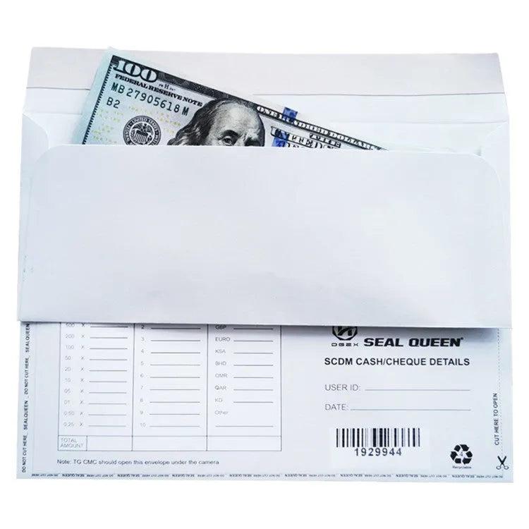 Blue confidential security envelope with self-adhesive closure, 105mm by 240mm size