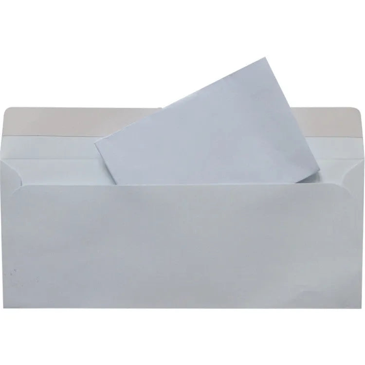 Blue confidential security envelope with self-adhesive closure, 105mm by 240mm size