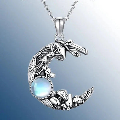 Bohemian Retro Moon Pendant Necklace in vibrant colours, showcasing unique moon and geometry design.