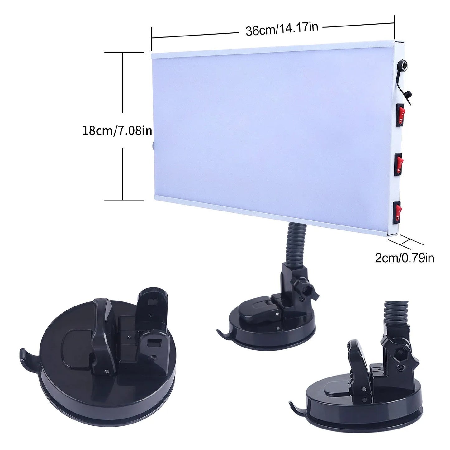 White car dent detection kit with concave inspection light for automotive body repair