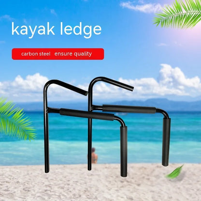 Carbon steel kayak wall hanger rack mounted on a wall for storage.