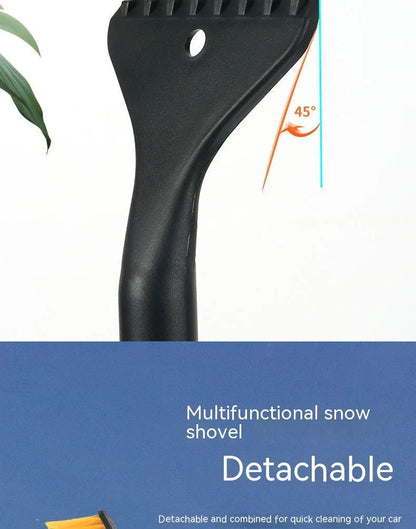 Yellow telescopic car snow scraper brush with thickened plastic snow ploughing blade for winter defrosting