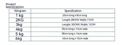 Pair of Oxford cloth legging sandbags for athletic resistance training in weights from 1kg to 6kg.