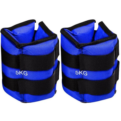 Pair of Oxford cloth legging sandbags for athletic resistance training in weights from 1kg to 6kg.