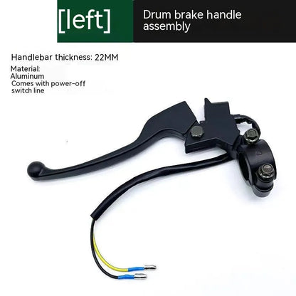 Aluminium alloy brake handle assembly with 22mm thick grip and electrical wiring