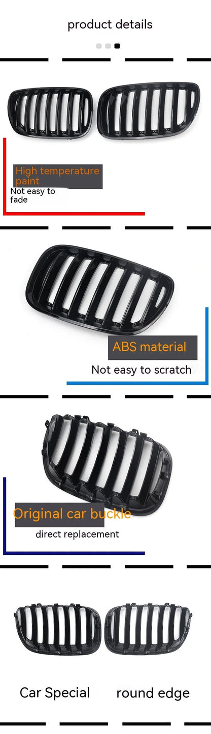 Bright black ABS plastic mesh grille for BMW X5 E53 middle section replacement