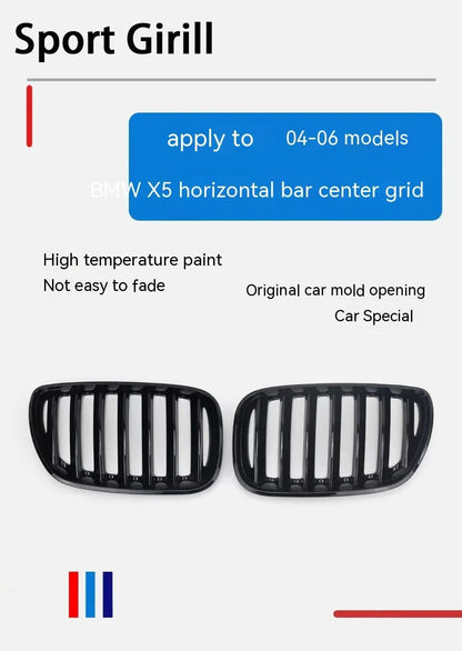 Bright black ABS plastic mesh grille for BMW X5 E53 middle section replacement