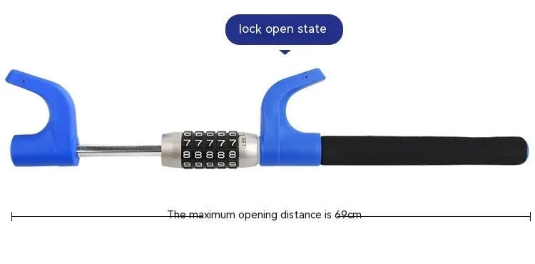 Car anti-theft password steering wheel U-lock in alloy steel with combination dial