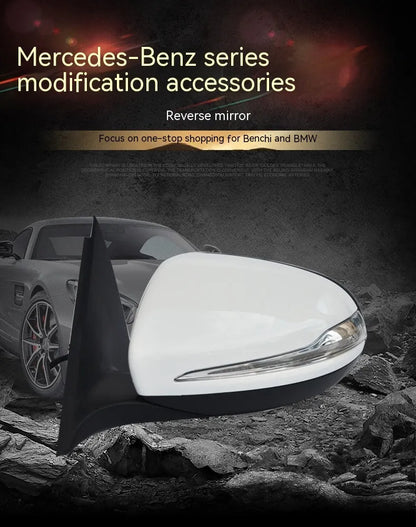 Mercedes-Benz W205 C-Class replacement rearview mirror assembly in ABS plastic.