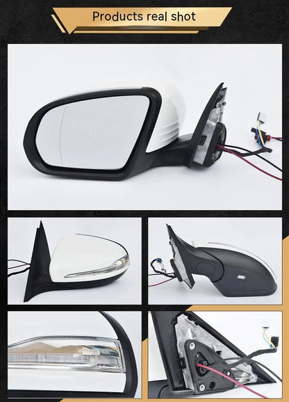 Mercedes-Benz W205 C-Class replacement rearview mirror assembly in ABS plastic.