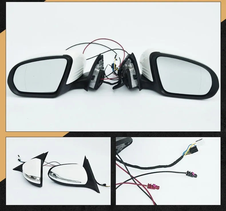 Mercedes-Benz W205 C-Class replacement rearview mirror assembly in ABS plastic.