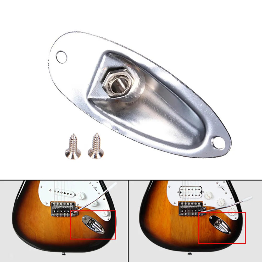 Electric guitar ST boat socket output jack in black or silver alloy construction