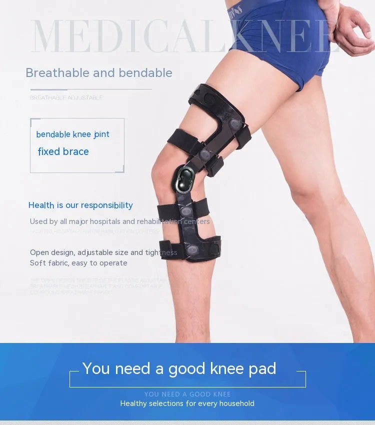 Black anterior ligament knee supporter showing adjustable straps and anatomical shape for left or right leg.