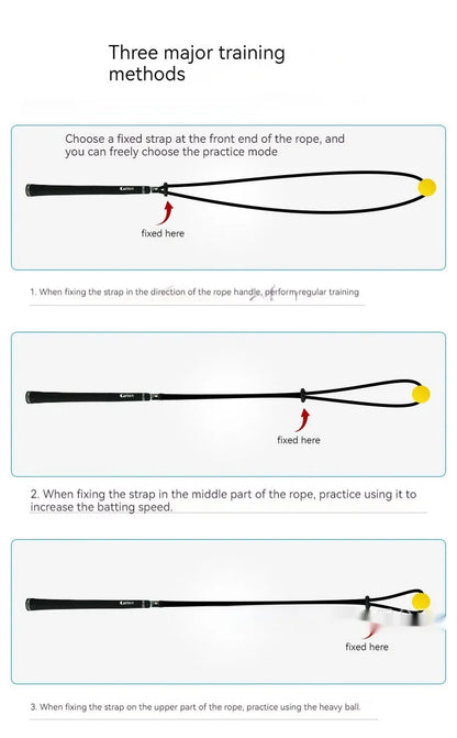 Black silicone elastic golf swing training rope for physical correction practice
