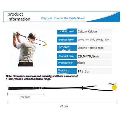 Black silicone elastic golf swing training rope for physical correction practice