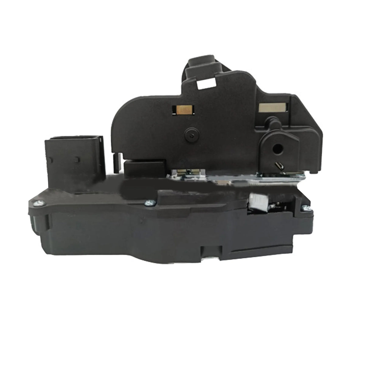 Black plastic door lock actuator for Cadillac SLS front right door with electrical connector