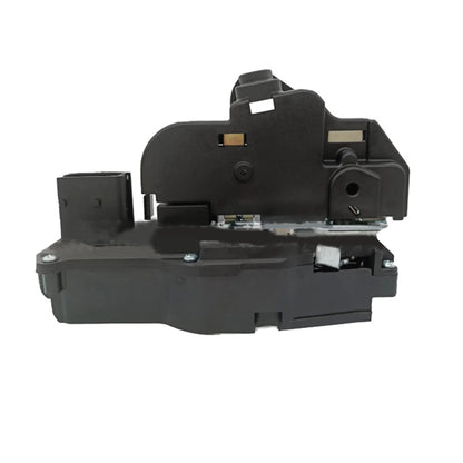 Black plastic door lock actuator for Cadillac SLS front right door with electrical connector