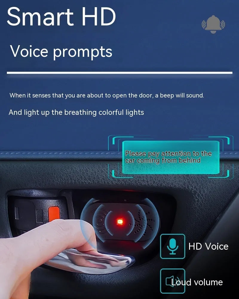 Black ABS car door open reminder alarm with infrared sensor and USB connection