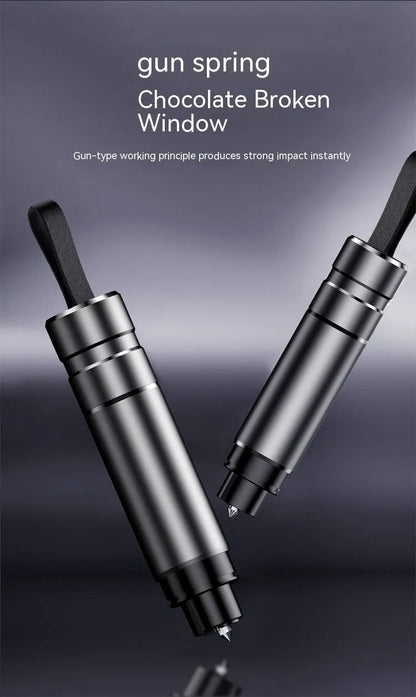 Aluminium alloy car safety hammer with steel tip for breaking glass and cutting seat belts