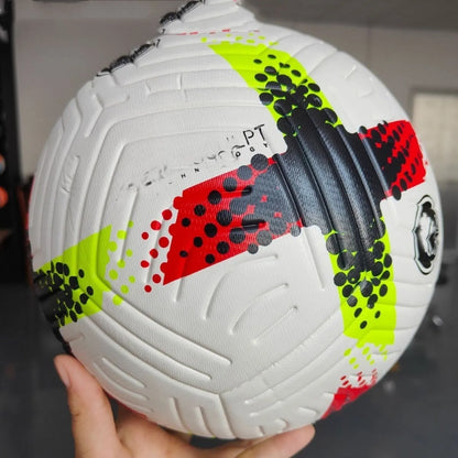 Fluorescent green size 5 football with seamless thermal adhesive panel construction