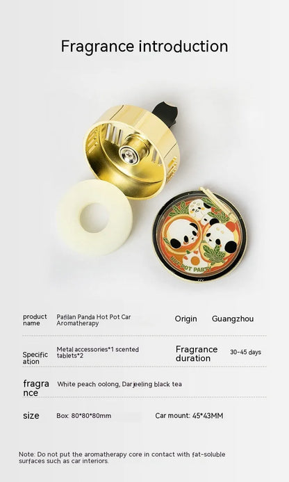 Panda hot pot car air freshener diffuser with diatomite fragrance tablets