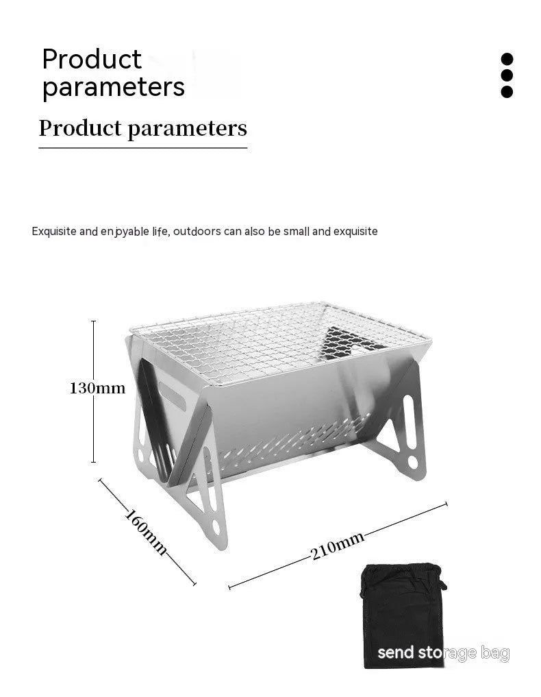 Folding stainless steel barbecue oven and grill with storage bag, shown in a large size for outdoor use.