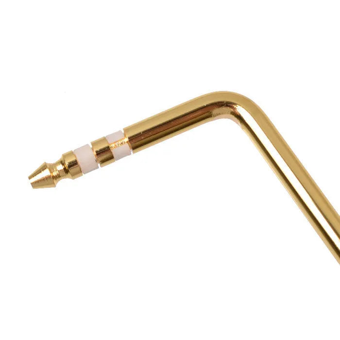 A metal guitar tremolo bar replacement part shown in black, blue, gold, and silver finishes.