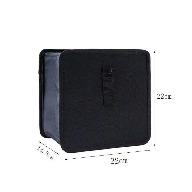 Black car folding trash can with hanging function and waterproof Oxford cloth material