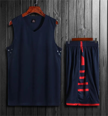 Black and white basketball training vest and pants set for men and women, sizes 2XS to 6XL.