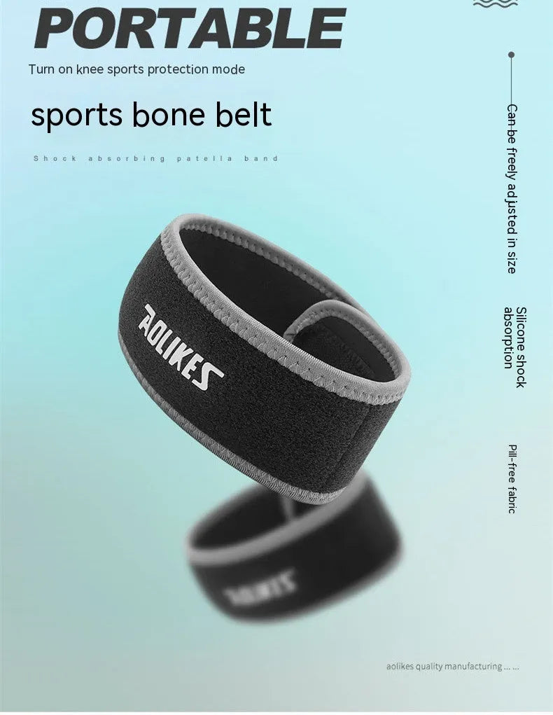 Black and grey patella retinaculum knee support for sports like running and football