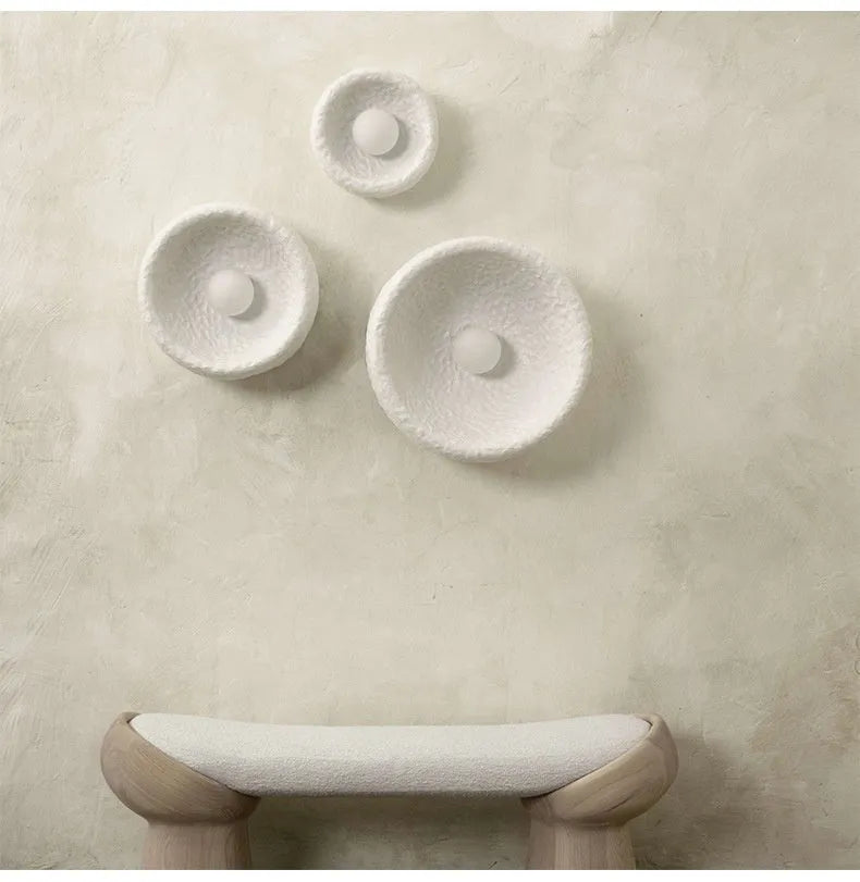 Japanese modern wall lamp with resin shade in three diameter sizes