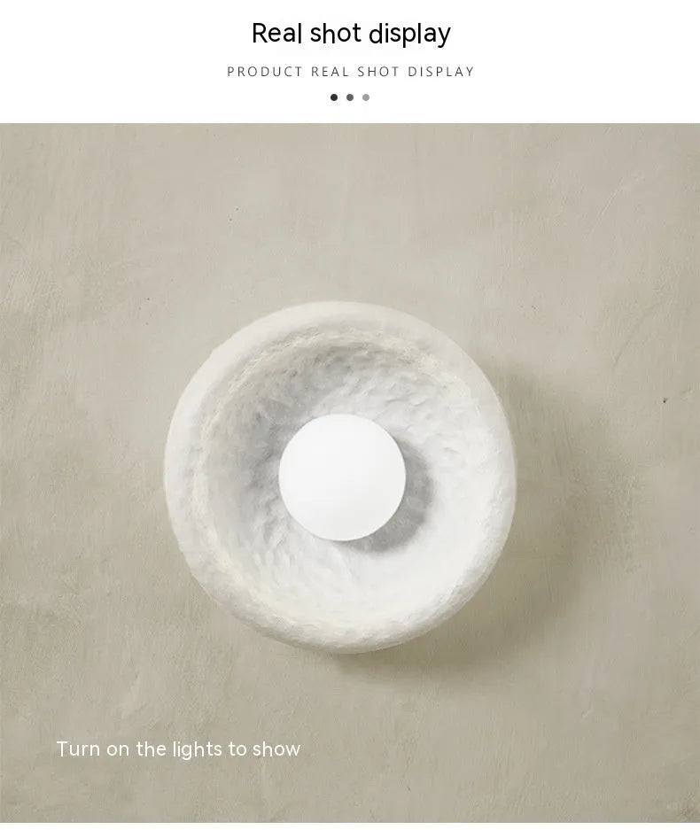 Japanese modern wall lamp with resin shade in three diameter sizes