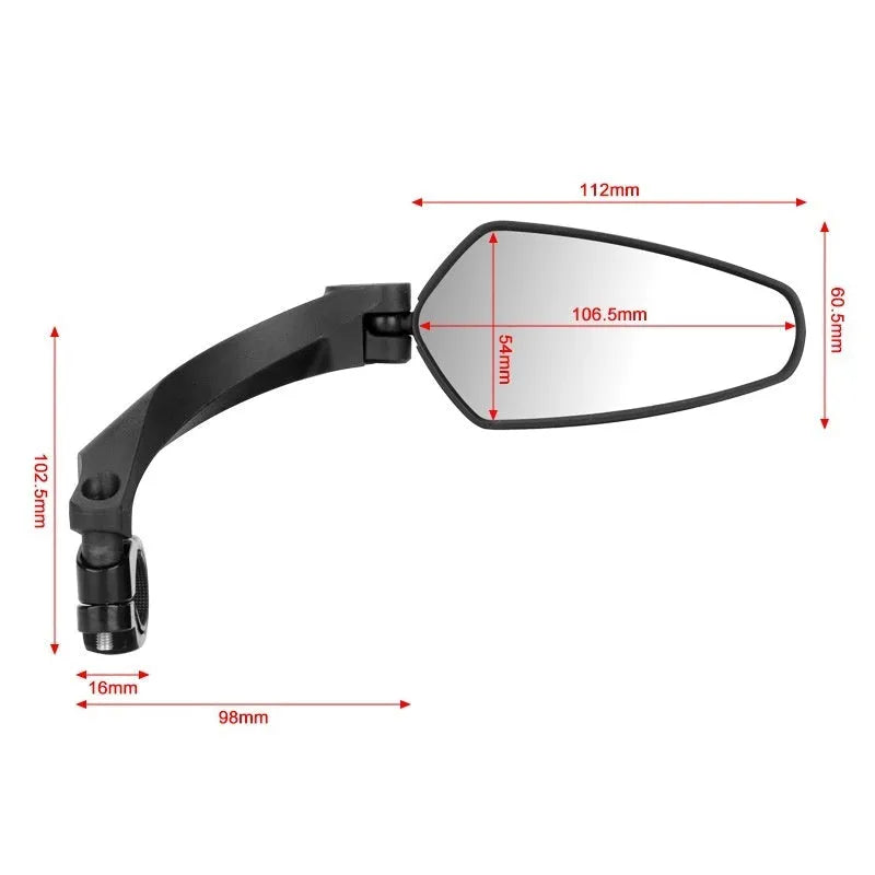 Black rotatable bicycle rearview mirror for mountain and road bike safety