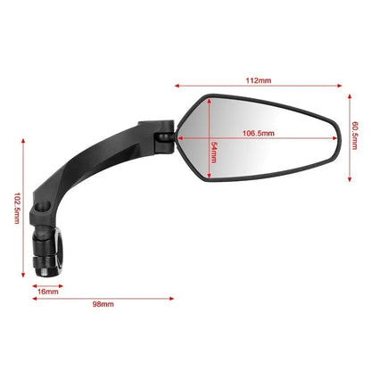 Black rotatable bicycle rearview mirror for mountain and road bike safety