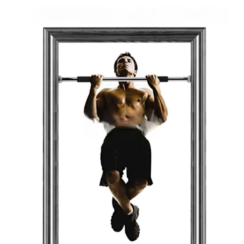 Adjustable steel pull-up bar extended to show 62-100cm length range for doorway or wall mounting