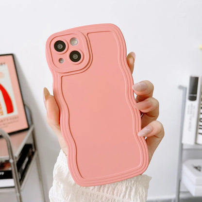 TPU iPhone case with wave pattern in white, black, rose red, or green, for iPhone 11-15 models