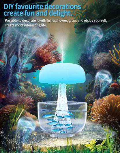 Cozy Raindrop Humidifier with Mesmerizing Lights, Ultrasonic Atomization, Seven-color Ambient Lighting, and Aroma Diffuser for Home Decor
