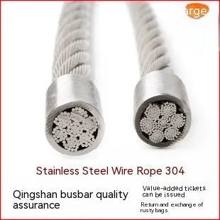 304 stainless steel anti-theft wire rope showing double twist structure and corrosion-resistant surface