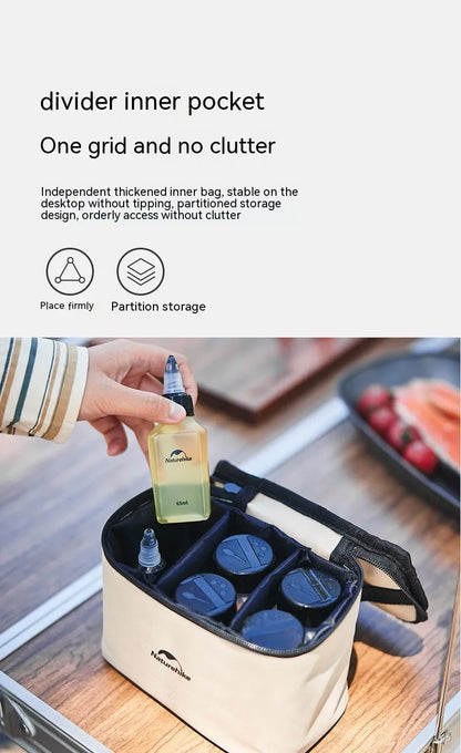 Naturehike six-piece portable PP seasoning bottle set for outdoor picnics and camping.