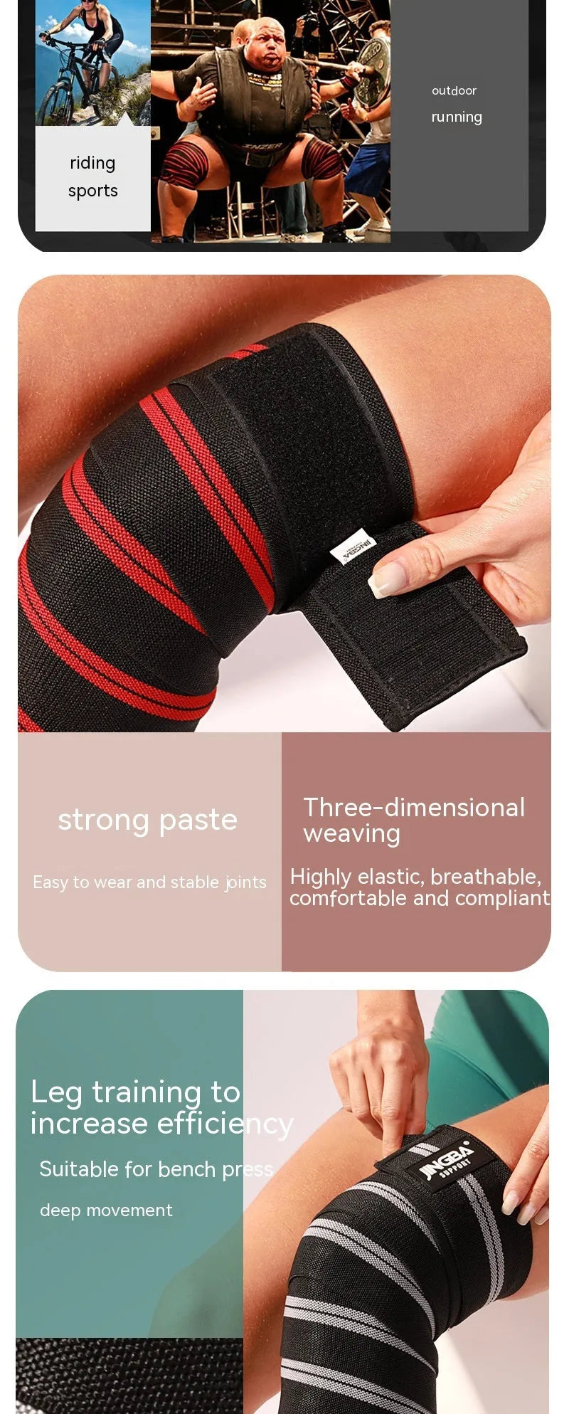 Adjustable adult knee pads for sports protection in blue, grey, red, and yellow colour options