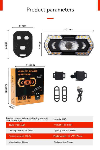Black wireless remote control car taillight with USB charging port.