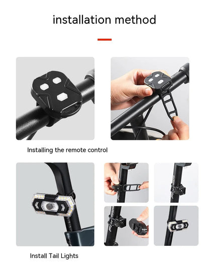Black wireless remote control car taillight with USB charging port.